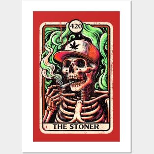 Tarot Card The Stoner Weed Lover Skeleton Cannabis 420 Posters and Art